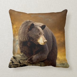 Wild Black Bear Pillow by Lois Bryan