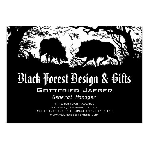 Wild Boar and Deer: German Silhouette / Paper Cut Business Cards (front side)