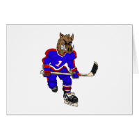 Wild Boar Hockey Player Greeting Card