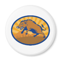 Wild Boar Pig Razorback Hog attacking Magnets