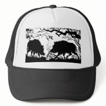Wild Boar, Wild Pig, Antique German Print Hat