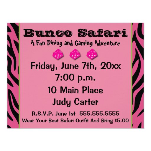 Wild Bunco Players Invitation