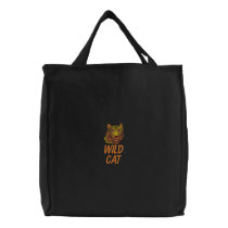 Wild Cat Tiger Embroidered Bag embroidered bags by mothersdaytshirts Wild Cat Tiger Embroidered Bag embroidered bags
