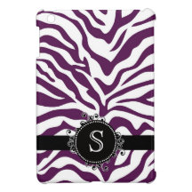 Wild Deep Purple and White Zebra Stripes Case For The iPad Mini