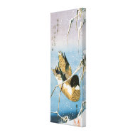 Wild Duck Swimming Beneath Snow Laden Reeds wrappedcanvas