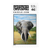 Wild Elephant Postage Stamp