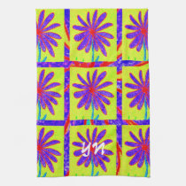 Wild Flower Pattern monogram kitchen towels