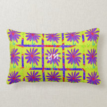 Wild Flower Pattern monogram Throw Pillows