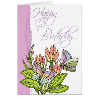 Wild Flowers and butterflies zazzle_card