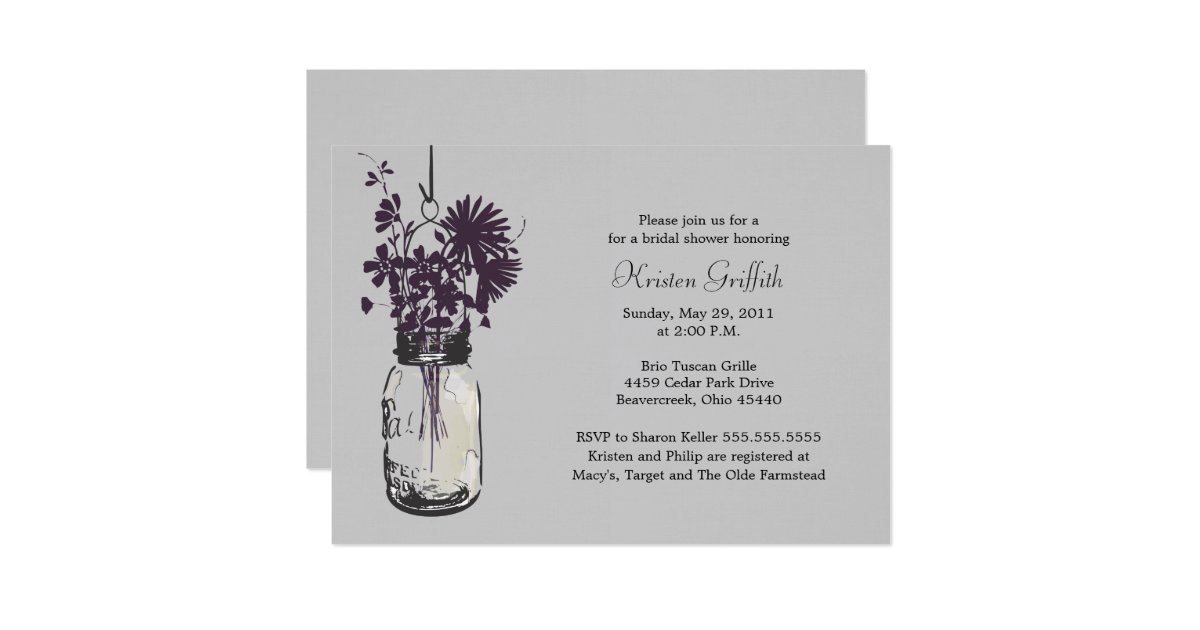 Wild Flowers And Mason Jar Bridal Shower Card Zazzle