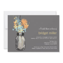Wild flowers & Mason Jar Bridal Shower Invites