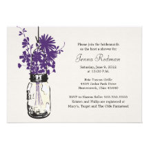 Wild flowers & Mason Jar Bridal Shower Announcements
