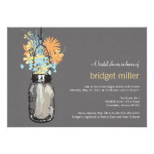Wild flowers & Mason Jar Bridal Shower Invites