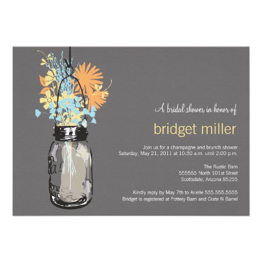 Wild flowers & Mason Jar Bridal Shower Invites