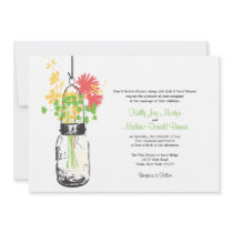 Wild flowers & Mason Jar Wedding Invitations
