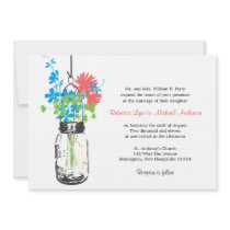Wild flowers & Mason Jar Wedding Invitations