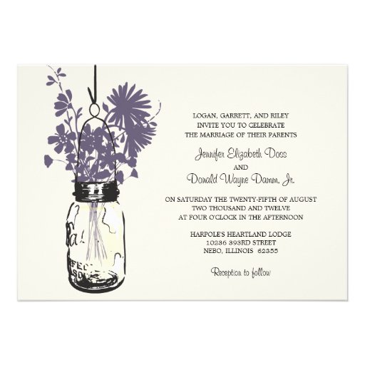 Wild flowers & Mason Jar Wedding Invitations
