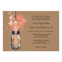 Wild flowers & Mason Jar Wedding Invitations