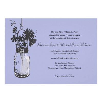 Wild flowers & Mason Jar Wedding Invitations