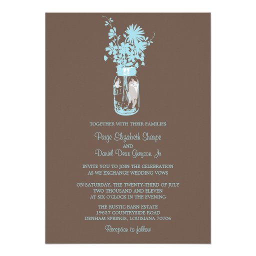 Wild flowers & Mason Jar Wedding Invitations