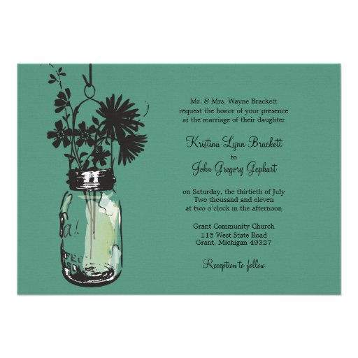 Wild flowers & Mason Jar Wedding Invitations