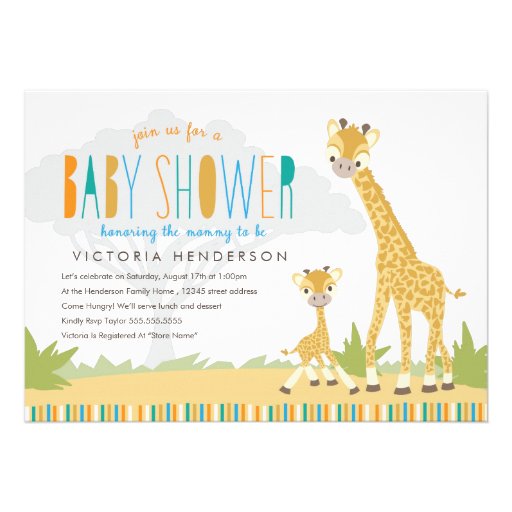 Wild Giraffe Baby Shower Invite (front side)