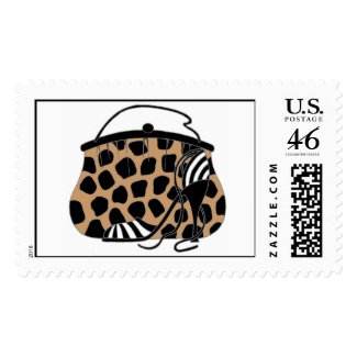 Wild Giraffe Shoe with Bag Purse stamp