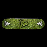 Wild grass and clover texture with meditation man skateboards