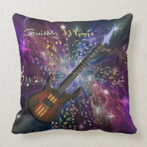 Wild Guitar Magic Cotton Throw Pillow