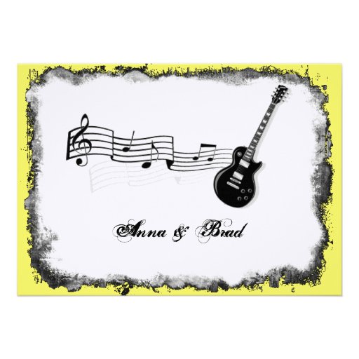 Wild Guitar Yellow Music Wedding Invitation