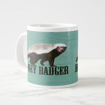 Wild Honey Badger Aqua, White, Brown Jumbo Mugs