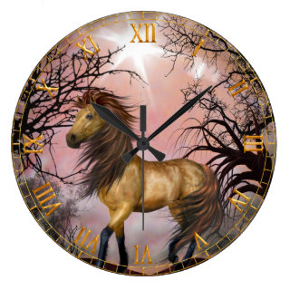 Wild Horse in the Woods Wall Clock