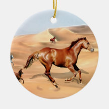 Wild horses and sand dunes christmas tree ornaments