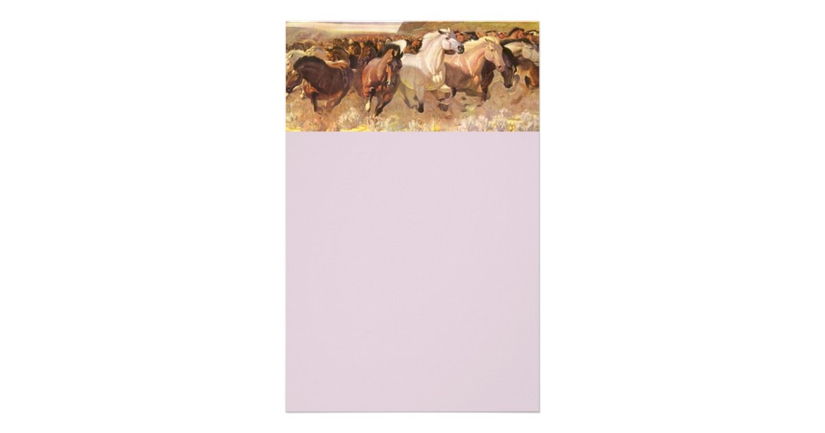 Wild Horses Horse Letterhead Stationery Lavender Zazzle