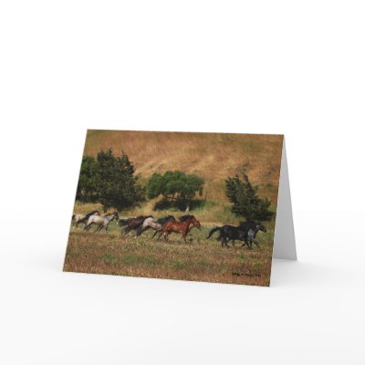 Wild Horses Running Greeting Card by fyrelyte