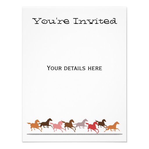 Wild horses running custom invites