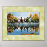 Wild horses running through water print