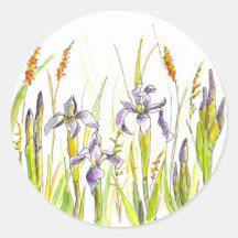 Wild Iris Stickers Wildflower Watercolor Nature