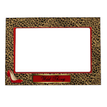 Wild Jaguar Pattern with Red Stiletto magnetic frames