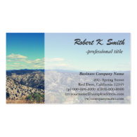 wild landscape picture of mountain, blue sky business card template