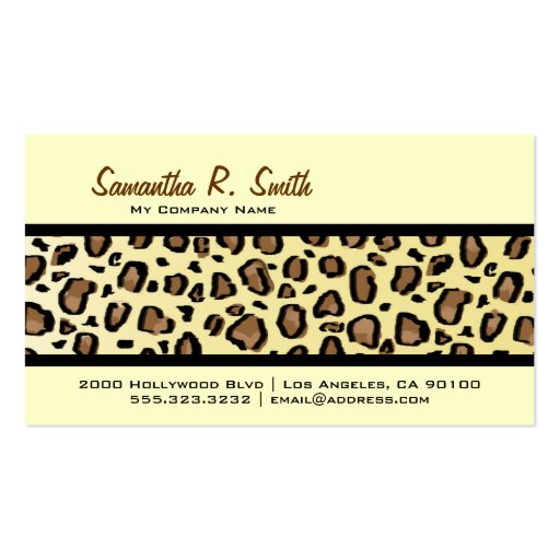 Wild Leopard Print Stripe Business Card (front side)
