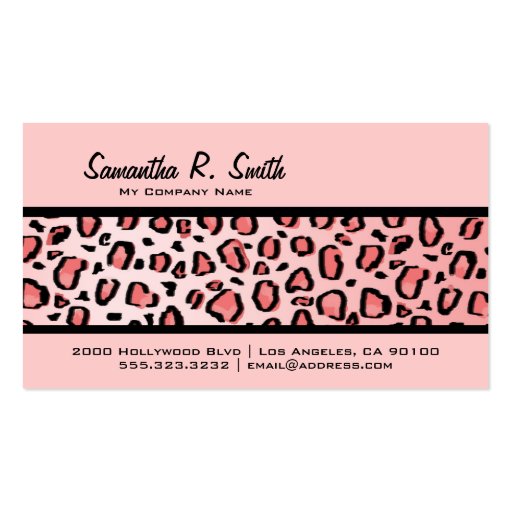 Wild Leopard Print Stripe Pink Business Card