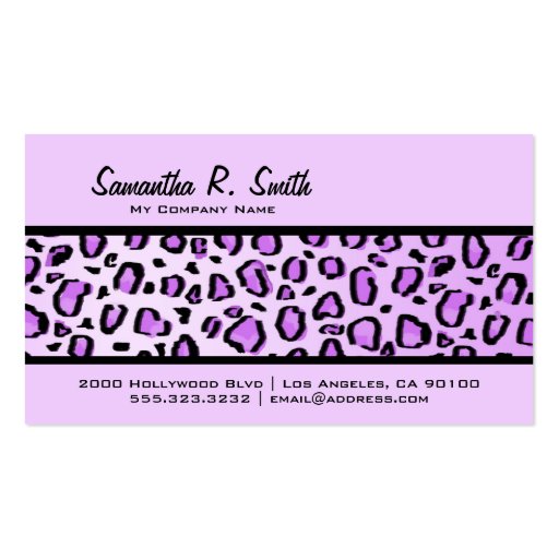 Wild Leopard Print Stripe Purple Business Card (front side)