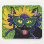 Wild Mardi Gras Cat Party New Orleans Mask Art Mou mousepads
