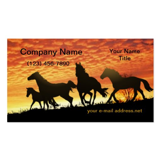 Wild Mustangs Business Card Template (front side)