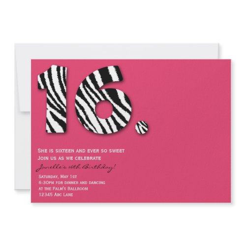 Wild n Sweet 16 invitation