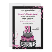 Wild Night Birthday Cake Invitation