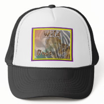 WILD ONES COLLAGE LION TIGER ZEBRA hats