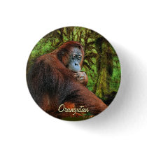 Wild Orangutan & Jungle Primate Art Button