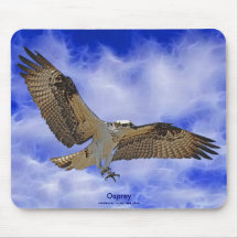 Wild Osprey Landing & Fractal Clouds Art Mousepad